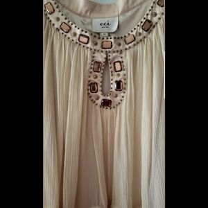 ECI  champagne flutter dress